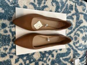 A New Day Women's Pointed Toe Ballet Flats Cognac Brown 10W